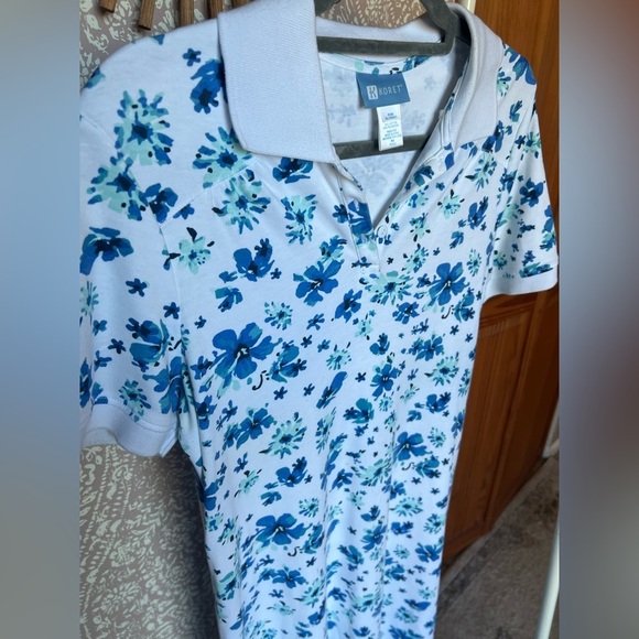 Vintage 1980 Koret Blue White Floral Collared Shirt Dress - Picture 3 of 6